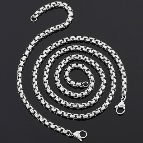 Polished Stainless Steel Box Chain Set // Bracelet + Necklace Set // 8.5" + 24"