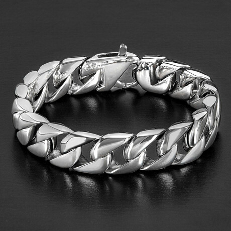 Polished Stainless Steel Curb Chain Bracelet // 8.5"