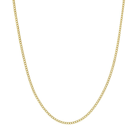 Hollow Curb Chain Necklace Real 10K Gold Bonded 925 // 2.5mm (16")