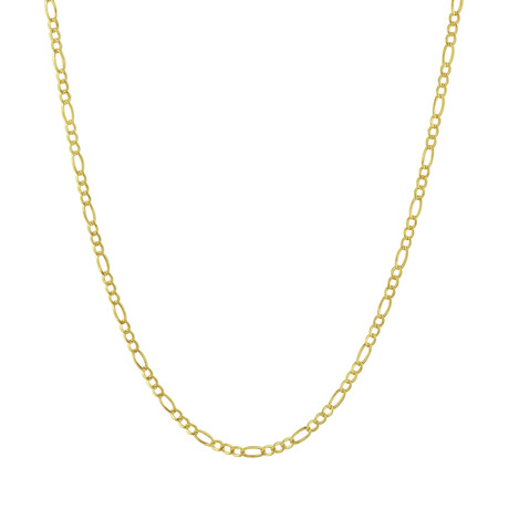 Hollow Figaro Chain Necklace Real 10K Gold Bonded 925 // 3.5mm (16")