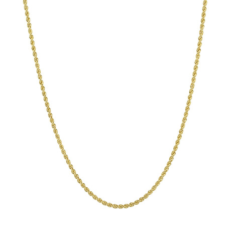 Hollow Rope Chain Necklace Real 10K Gold Bonded 925 // 2mm (16")