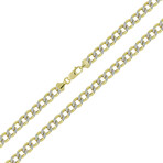 Hollow Curb Chain Necklace 2-Tone Real 10K Gold Bonded 925 // 3.5mm (16")