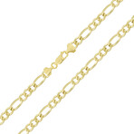 Hollow Figaro Chain Necklace Real 10K Gold Bonded 925 // 3.5mm (16")