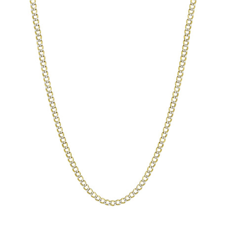 Hollow Curb Chain Necklace 2-Tone Real 10K Gold Bonded 925 // 3.5mm (16")