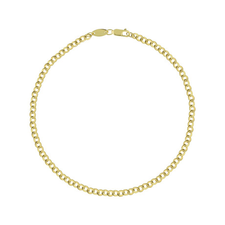 Hollow Curb Cuban Bracelet Real 10K Gold Bonded 925 // 2.5mm (7.5'')