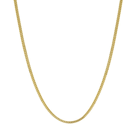 Hollow Franco Chain Necklace Real 10K Gold Bonded 925 // 2.5mm (16")