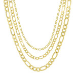 Hollow Figaro Chain Necklace Real 10K Gold Bonded 925 // 3.5mm (16")