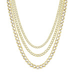 Hollow Curb Chain Necklace 2-Tone Real 10K Gold Bonded 925 // 3.5mm (16")