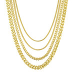 Hollow Franco Chain Necklace Real 10K Gold Bonded 925 // 2.5mm (16")