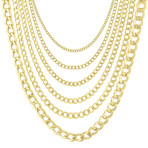 Hollow Curb Chain Necklace Real 10K Gold Bonded 925 // 2.5mm (16")