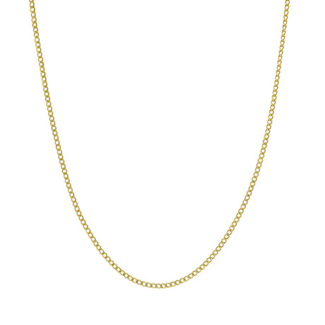 Hollow Curb Chain Necklace Real 10K Gold Bonded 925 // 7mm (20")