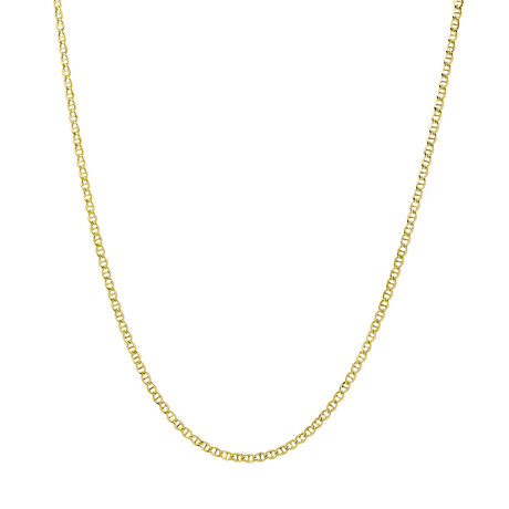 Hollow Mariner Chain Necklace Real 10K Gold Bonded 925 // 3.5mm (16")