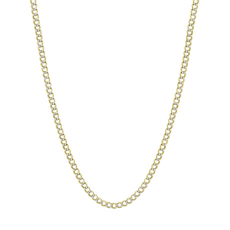 Hollow Curb Chain Necklace 2-Tone Real 10K Gold Bonded 925 // 5mm (20")