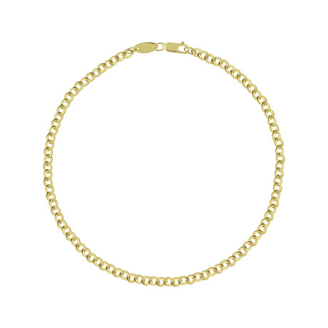 Hollow Curb Cuban Bracelet Real 10K Gold Bonded 925 // 3.5mm (7.5'')