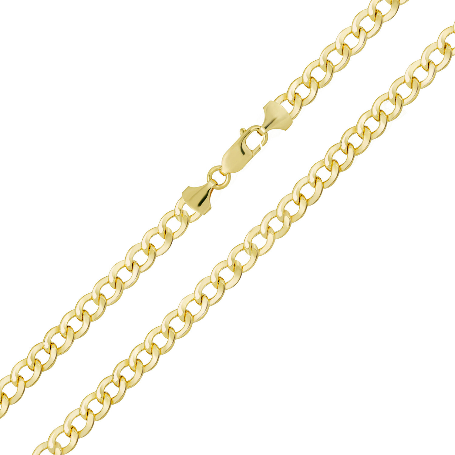 Hollow Curb Chain Necklace Real 10K Gold Bonded 925 // 5mm (20 ...