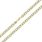 Hollow Curb Chain Necklace 2-Tone Real 10K Gold Bonded 925 // 7mm (20")