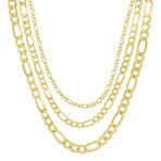 Hollow Figaro Chain Necklace Real 10K Gold Bonded 925 // 7mm (22")