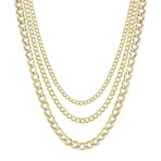 Hollow Curb Chain Necklace 2-Tone Real 10K Gold Bonded 925 // 7mm (20")