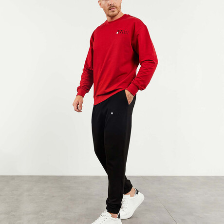 Milan Tracksuit 2-Piece Set // Red + Black (Small)