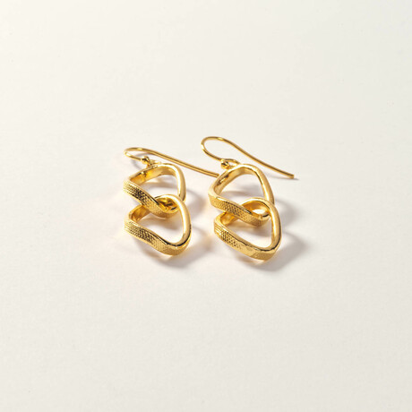 Gold Vermeil Double Hoop Twisted Dangle Earring