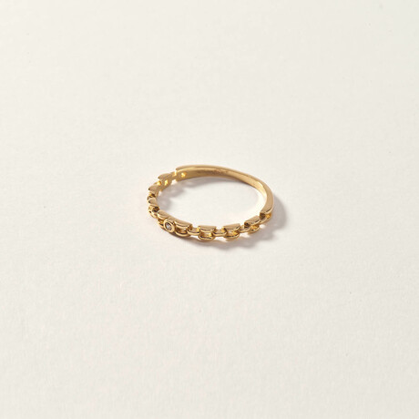 14K Gold Single Stone Chain Ring (Ring Size: 5)
