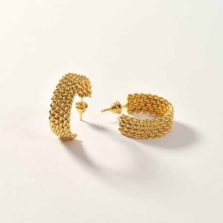 Gold Vermeil Chunky Roped Hoop Earring