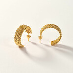 Gold Vermeil Chunky Roped Hoop Earring