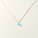 14K Gold Blue Topaz Drop Necklace
