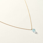 14K Gold Blue Topaz Drop Necklace