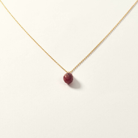 14K Gold Ruby Drop Necklace