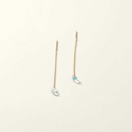 14K Gold Blue Topaz Chain Drop Earring