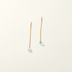 14K Gold Blue Topaz Chain Drop Earring