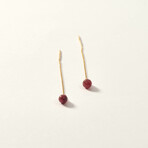 14K Gold Ruby Chain Drop Earring