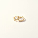 14K Gold Small Cross Penned Hoop Earring