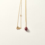 14K Gold Ruby Drop Necklace