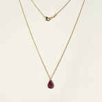 14K Gold Ruby Drop Necklace