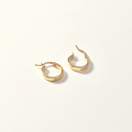 14K Gold Medium Bold Rectangular Hoop Earring