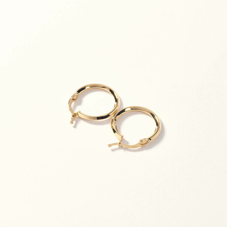 14K Gold Medium Knife Cut Hoop Earring