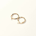 14K Gold Medium Knife Cut Hoop Earring