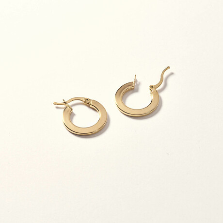 14K Gold Small Flat Hoop Earring