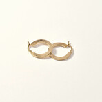14K Gold Medium Thin Pen Lined Hoop Earring