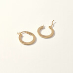 14K Gold Medium Thin Pen Lined Hoop Earring