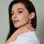 14K Gold Medium Cross Penned Hoop Earring