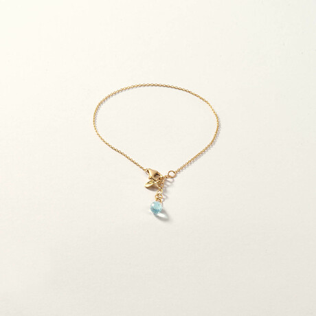 14K Gold Blue Topaz Drop Bracelet