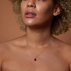 14K Gold Ruby Drop Necklace