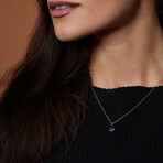 14K Gold Blue Topaz Drop Necklace
