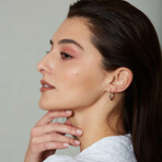 14K Gold Medium Thin Pen Lined Hoop Earring