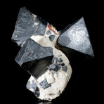 Multi-Crystal Franklinite + Willemite On Calcite Stone