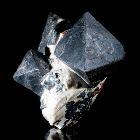 Multi-Crystal Franklinite + Willemite On Calcite Stone