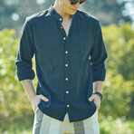 Mandarin Collar Shirt // Black (XS)